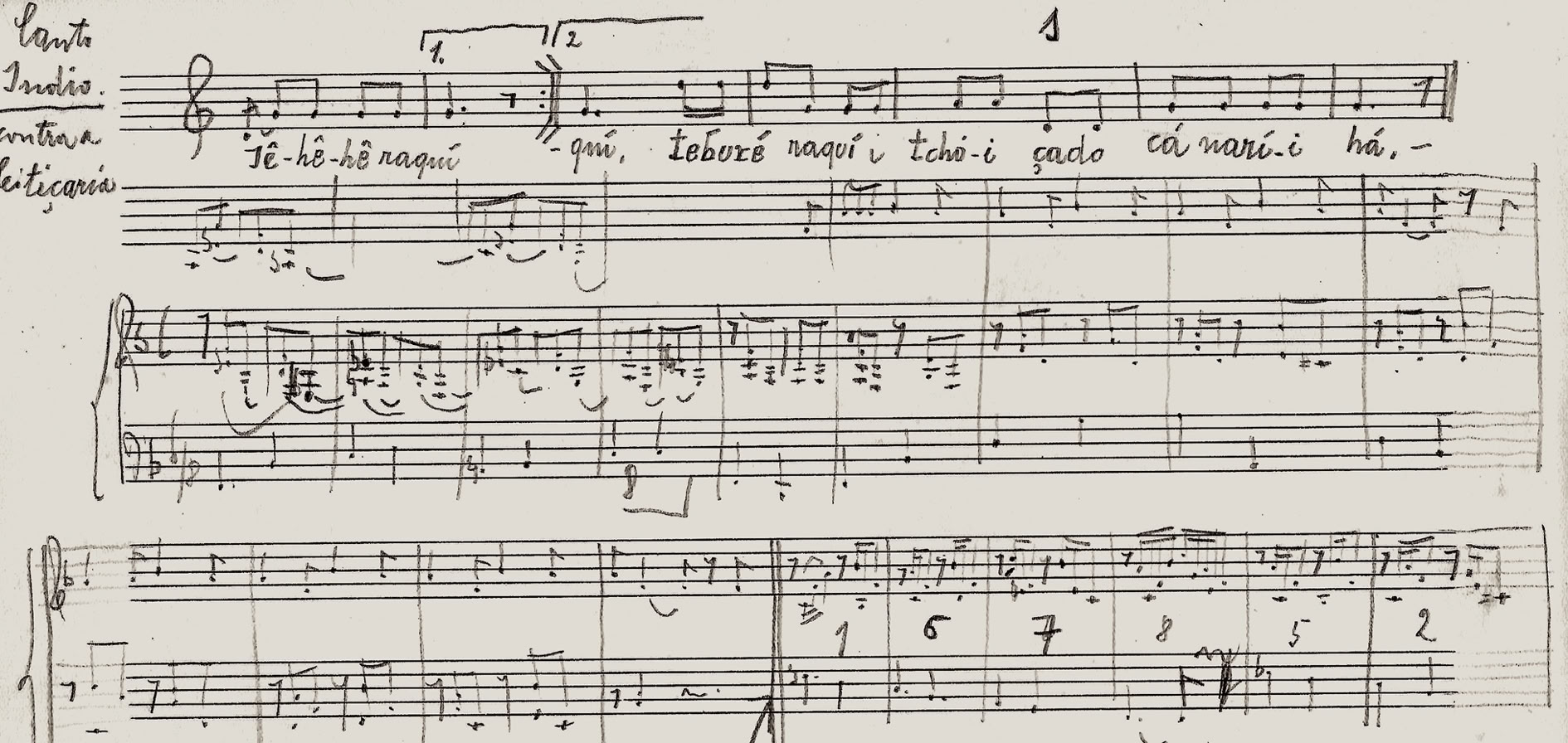Canto indígena registrado por Martin Braunwieser no Nordeste do Brasil em trabalhos da Missão de Pesquisas do Departamento de Cultura de S. Paulo em 1938