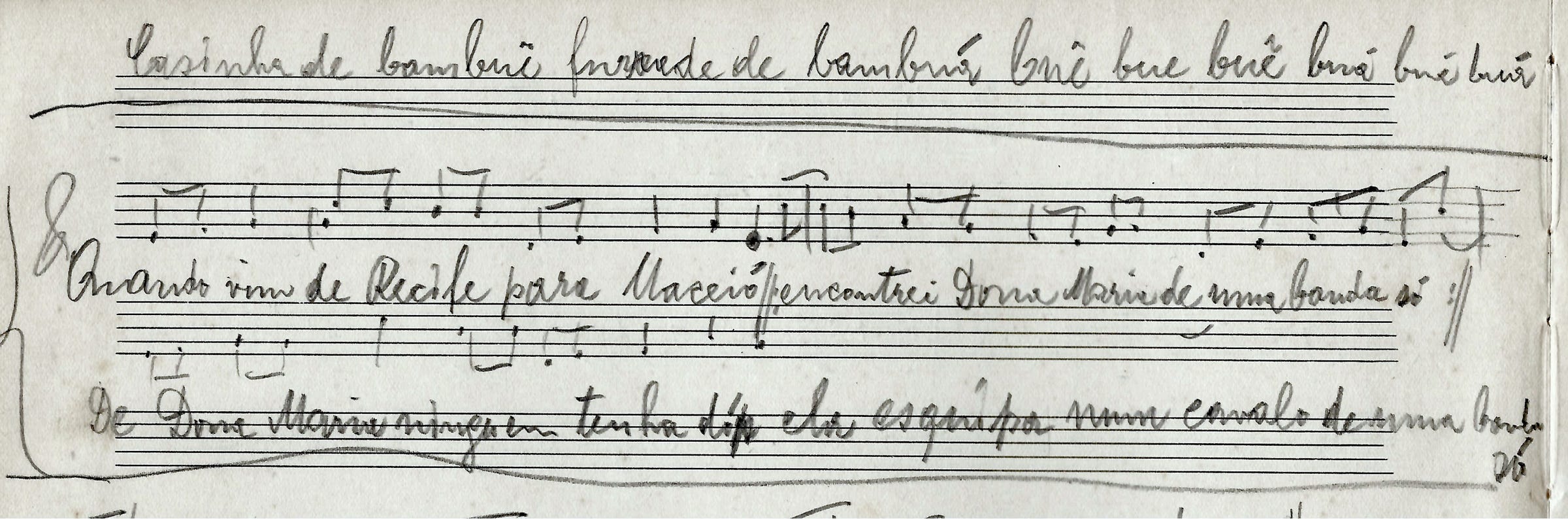 Grafia de canto infantil do Nordeste por Martin Braunwieser em 1938
